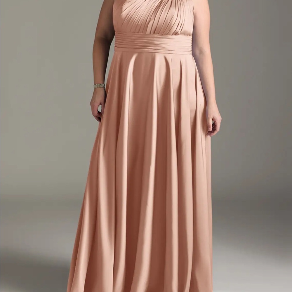 Azazie One Shoulder Blush Gown Rose Gold Dress size 18